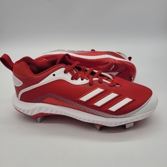 adidas Icon 6 Bounce Team Power Baseball Metal Cleats Men 7.5 Shoes Red NEW - Picture 10 of 15